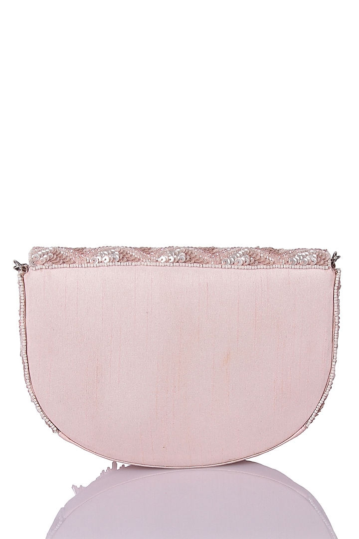 Pink Satin Hand Embroidered Clutch by The Purple Sack at Pernia's Pop Up Shop