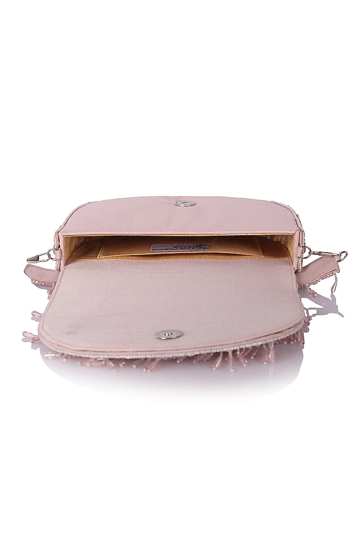 Pink Satin Hand Embroidered Clutch by The Purple Sack at Pernia's Pop Up Shop