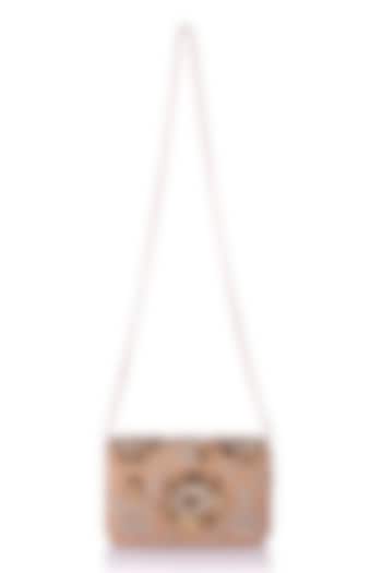 Gold Satin Hand Embroidered Clutch by The Purple Sack at Pernia's Pop Up Shop