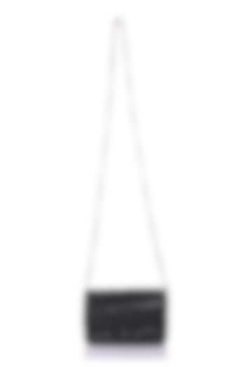 Black Satin Hand Embroidered Clutch by The Purple Sack at Pernia's Pop Up Shop