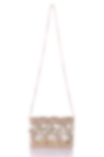 Champagne Satin Hand Embroidered Clutch by The Purple Sack at Pernia's Pop Up Shop