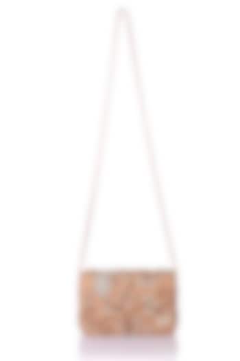Gold Satin Applique Hand Embroidered Clutch by The Purple Sack at Pernia's Pop Up Shop