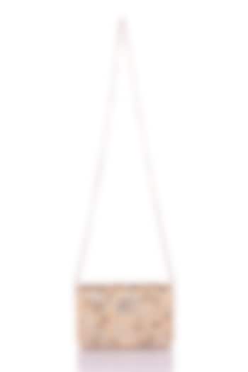 Gold & Silver Satin Applique Hand Embroidered Clutch by The Purple Sack at Pernia's Pop Up Shop