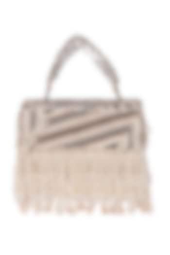 Multi-Colored Satin Pearl Hand Embroidered Handbag by The Purple Sack at Pernia's Pop Up Shop