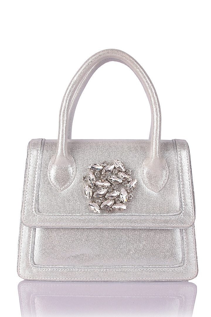 Silver Satin Clutch by The Purple Sack at Pernia's Pop Up Shop