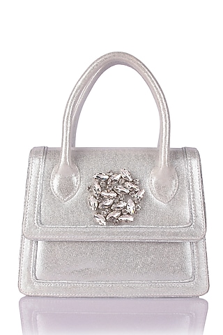Silver Satin Clutch by The Purple Sack