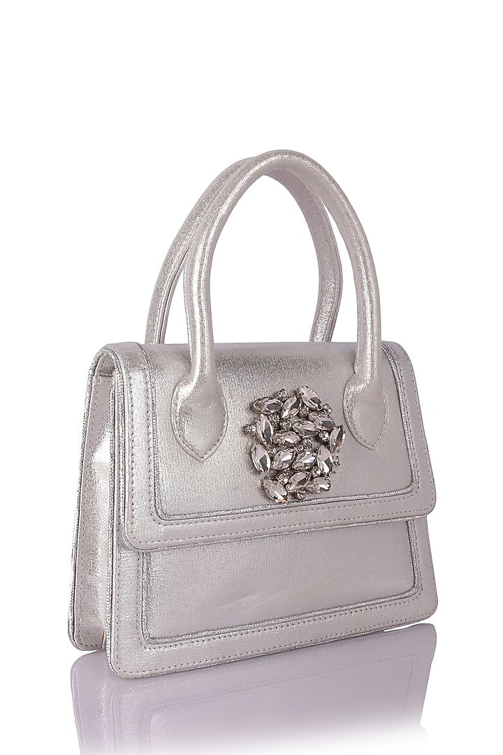 Silver Satin Clutch by The Purple Sack at Pernia's Pop Up Shop