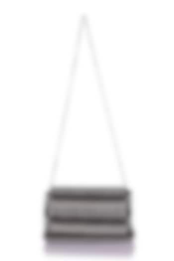 Black Satin Hand Embroidered Clutch by The Purple Sack at Pernia's Pop Up Shop