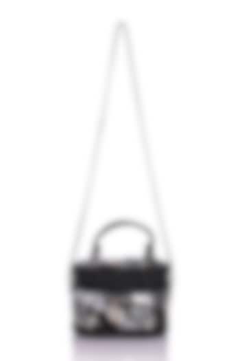 Black Satin Hand Embroidered Vanity Bag by The Purple Sack at Pernia's Pop Up Shop