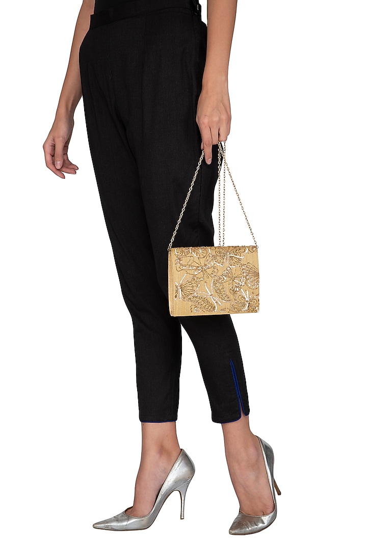 Golden Sequins Embroidered Clutch by The Purple Sack at Pernia's Pop Up Shop