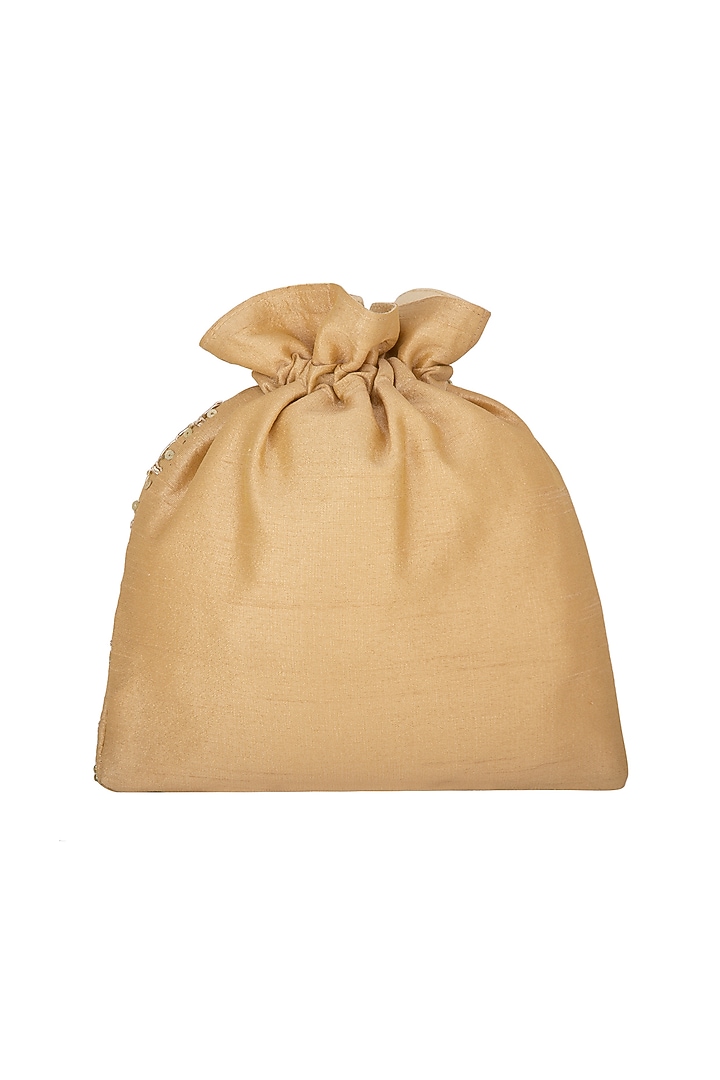 Golden Hand Embroidered Potli by The Purple Sack at Pernia's Pop Up Shop