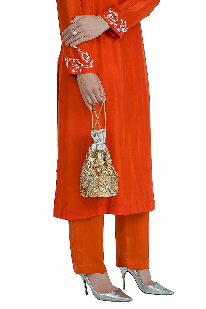 Multi Coloured Hand Embroidered Potli by The Purple Sack at Pernia's Pop Up Shop