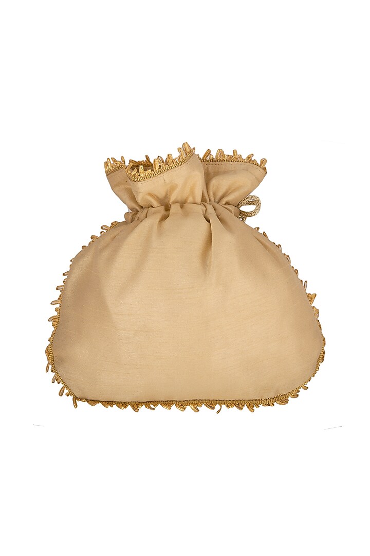 Golden Embroidered Potli by The Purple Sack at Pernia's Pop Up Shop