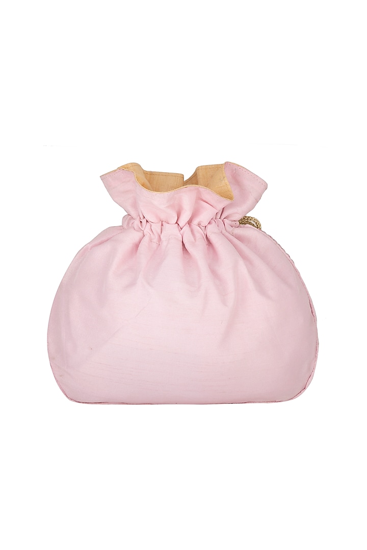Pink Hand Embroidered Potli by The Purple Sack at Pernia's Pop Up Shop