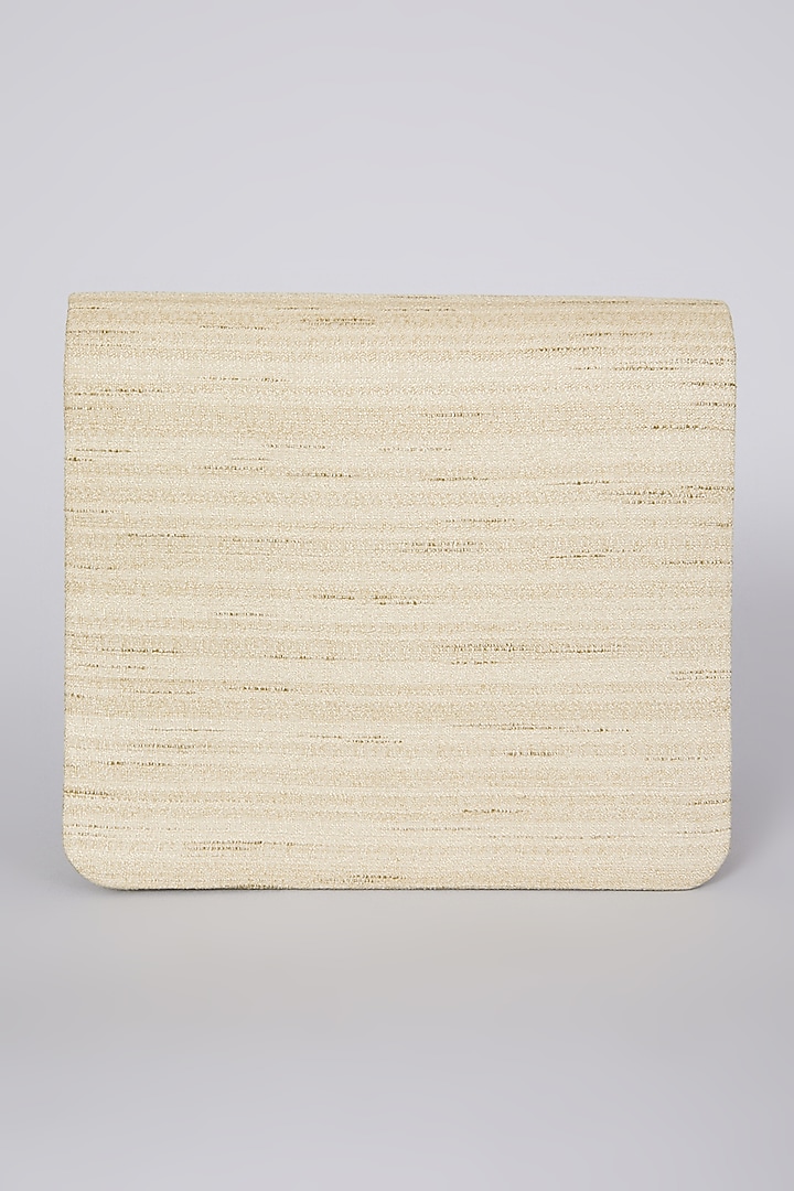 Gold Hand Embroidered Raw Silk Clutch by The Purple Sack at Pernia's Pop Up Shop
