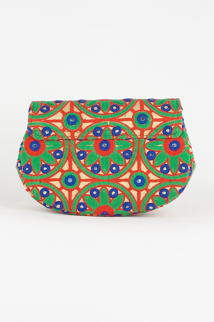 Multi-Colored Hand Embroidered Clutch by The Purple Sack at Pernia's Pop Up Shop