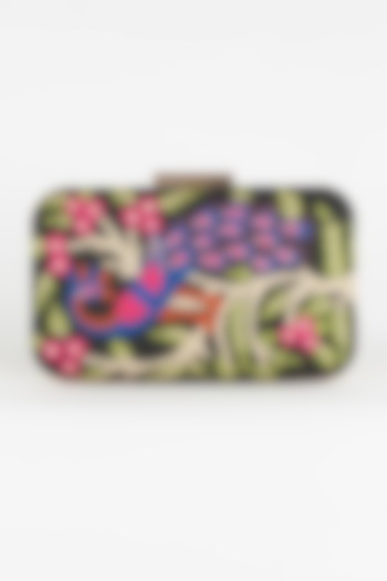 Black Embroidered Clutch by The Purple Sack at Pernia's Pop Up Shop