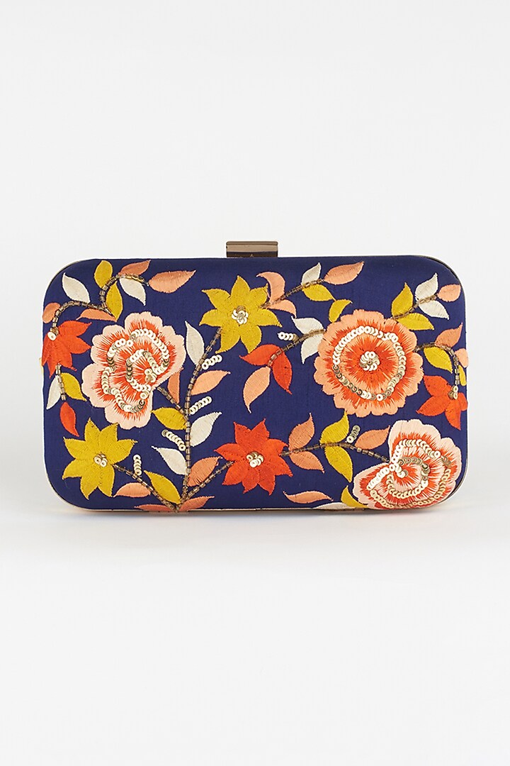Royal Blue Hand Embroidered Clutch by The Purple Sack at Pernia's Pop Up Shop