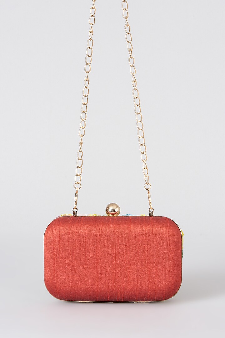 Multi-Colored Hand Embroidered Box Clutch by The Purple Sack at Pernia's Pop Up Shop