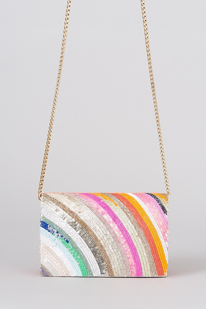 Multi-Colored Hand Embroidered Clutch by The Purple Sack