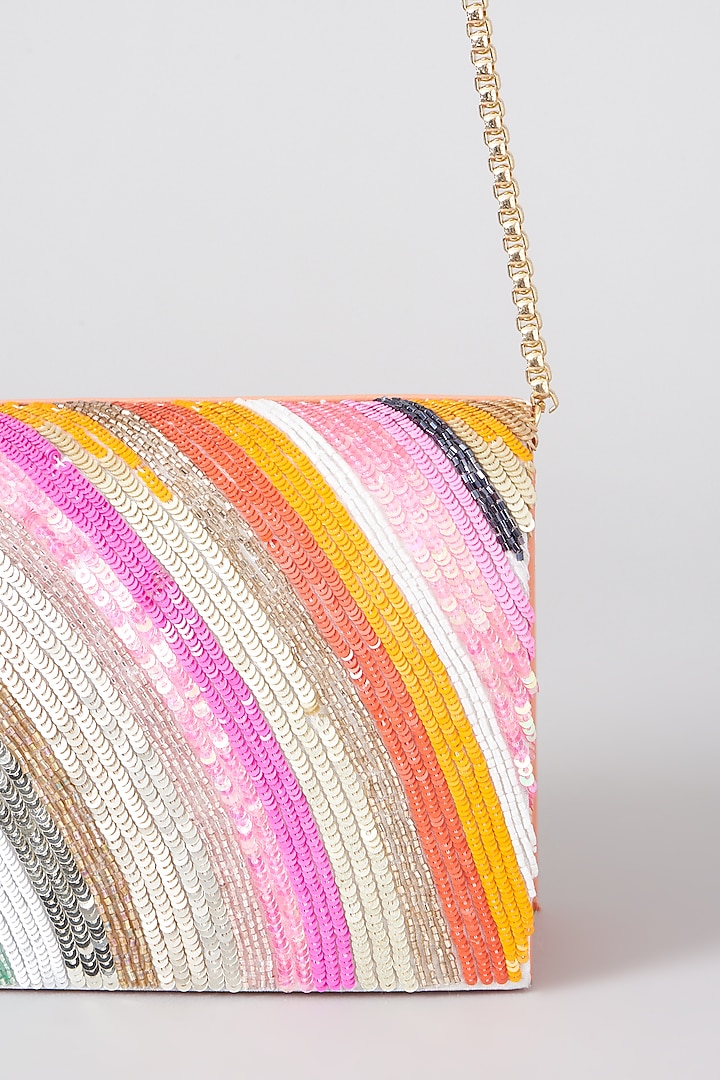 Multi-Colored Hand Embroidered Clutch by The Purple Sack at Pernia's Pop Up Shop