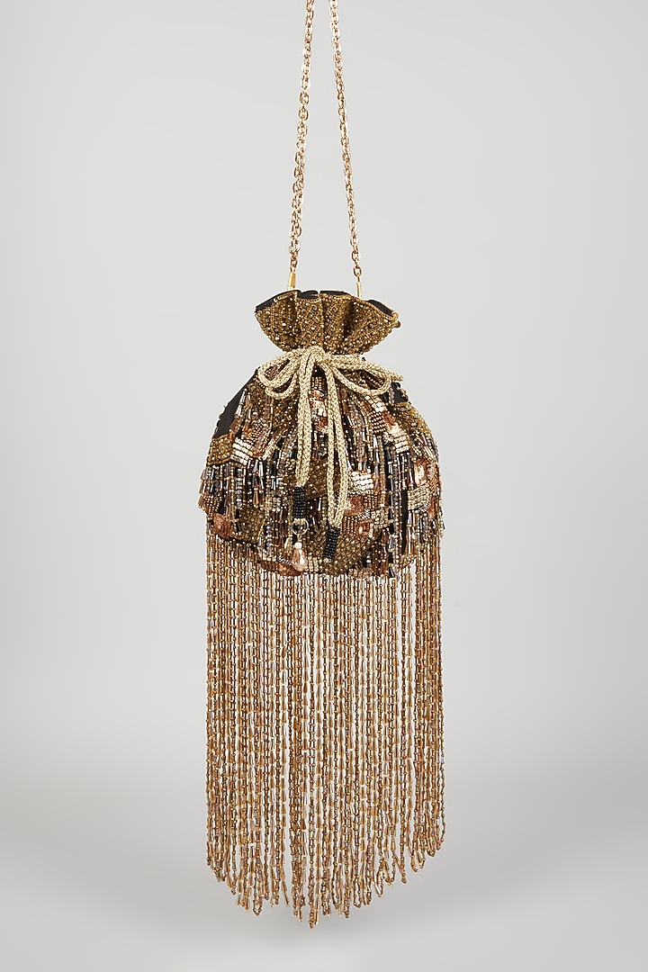 Gold Embroidered Potli by The Purple Sack at Pernia's Pop Up Shop