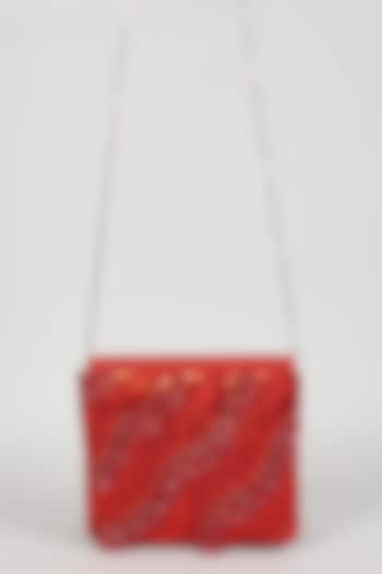 Red Embroidered Flap Clutch by The Purple Sack at Pernia's Pop Up Shop