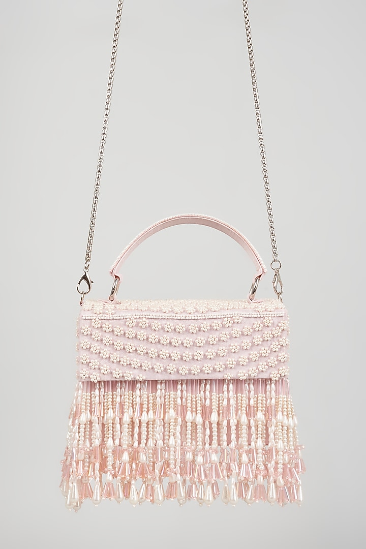 Pink Beaded Box Clutch by The Purple Sack at Pernia's Pop Up Shop