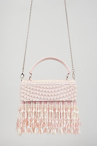 Pink Beaded Box Clutch by The Purple Sack