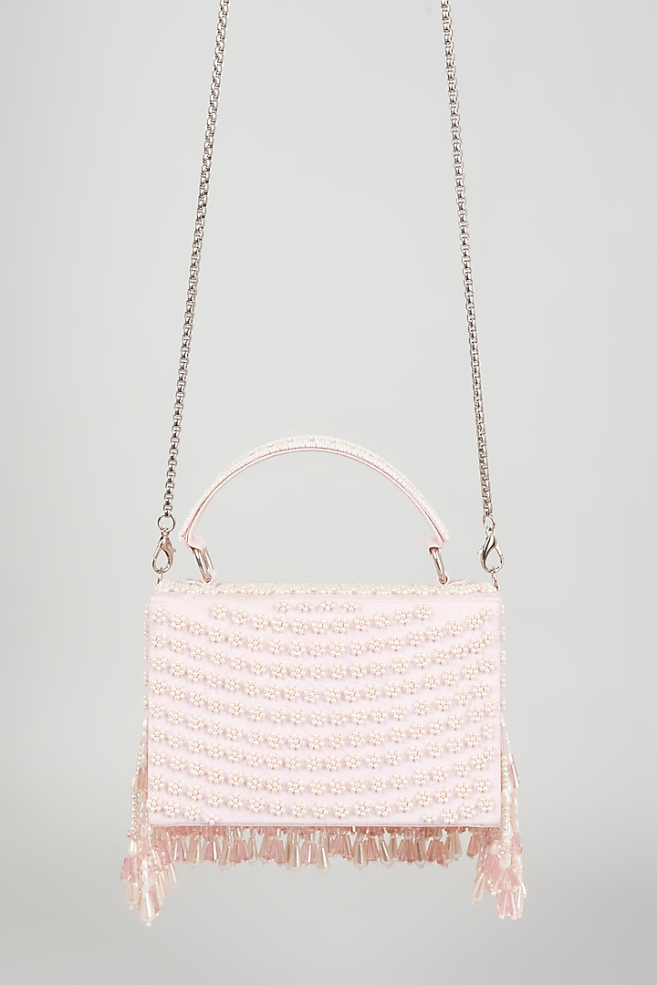 Pink Beaded Box Clutch by The Purple Sack at Pernia's Pop Up Shop
