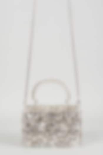 Silver Raw Silk Box Clutch by The Purple Sack at Pernia's Pop Up Shop