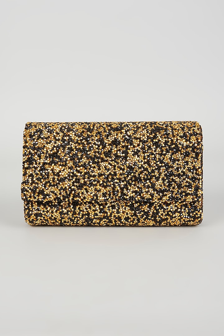 Black & Gold Embellished Clutch by The Purple Sack