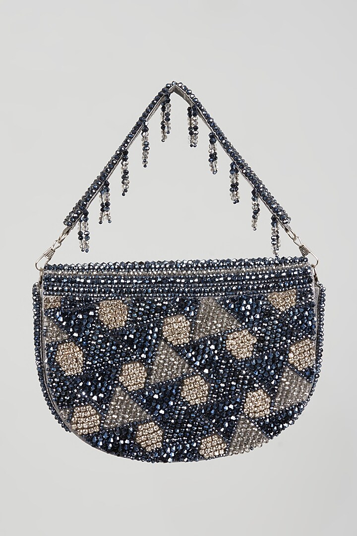 Blue Embroidered Bag by The Purple Sack at Pernia's Pop Up Shop