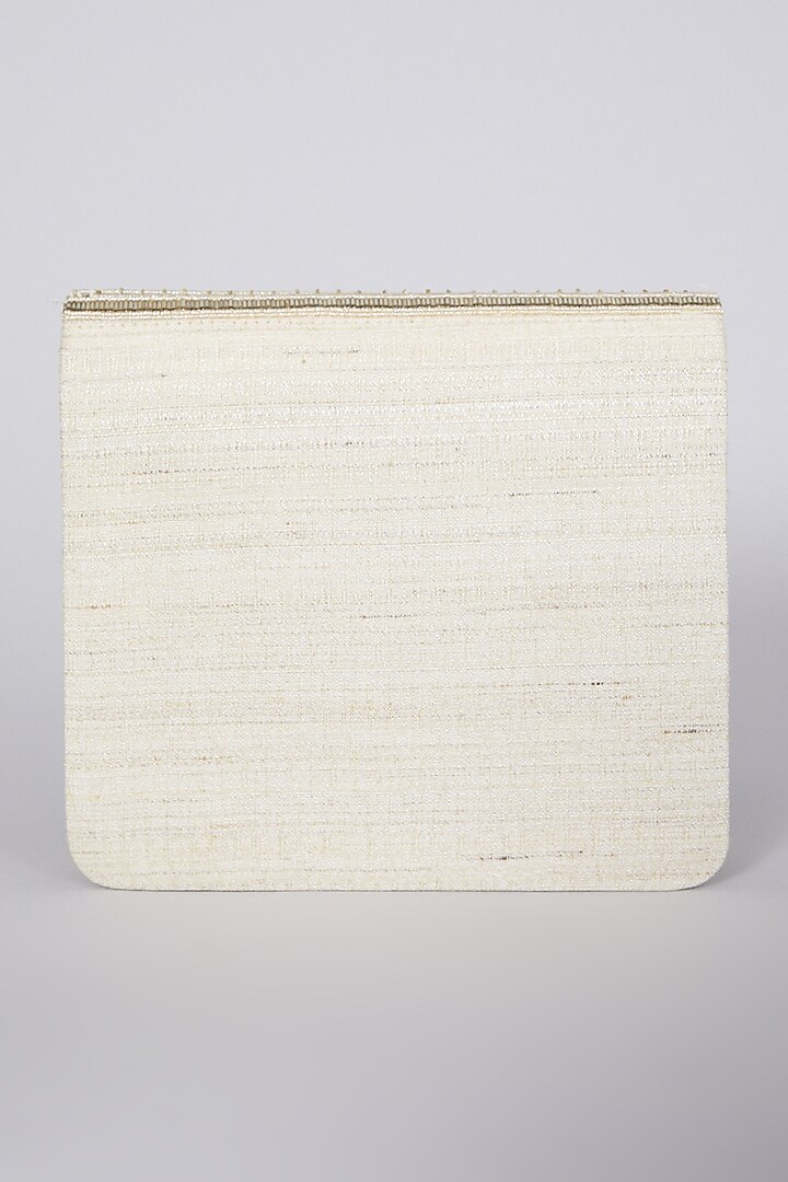 Gold Raw Silk Hand Embroidered Clutch by The Purple Sack at Pernia's Pop Up Shop