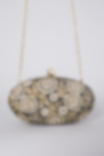 Black Hand Embroidered Clutch by The Purple Sack at Pernia's Pop Up Shop