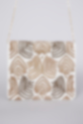 Gold Hand Embroidered Clutch With Chain by The Purple Sack at Pernia's Pop Up Shop