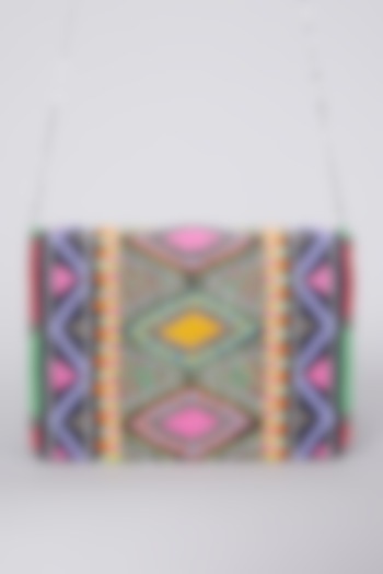 Multi Colored Hand Embroidered Clutch by The Purple Sack at Pernia's Pop Up Shop