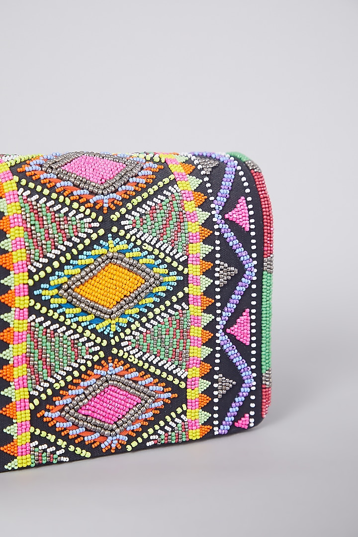 Multi Colored Hand Embroidered Clutch by The Purple Sack at Pernia's Pop Up Shop