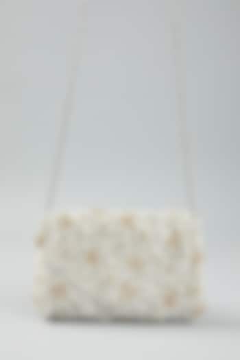 White Hand Embroidered Clutch Bag by The Purple Sack at Pernia's Pop Up Shop