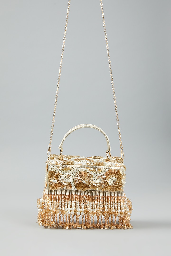 Gold Embroidered Clutch Bag by The Purple Sack at Pernia's Pop Up Shop