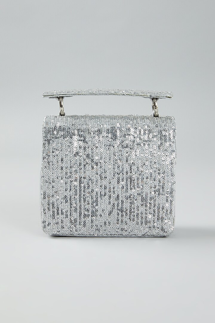 Silver Embroidered Clutch Bag by The Purple Sack at Pernia's Pop Up Shop