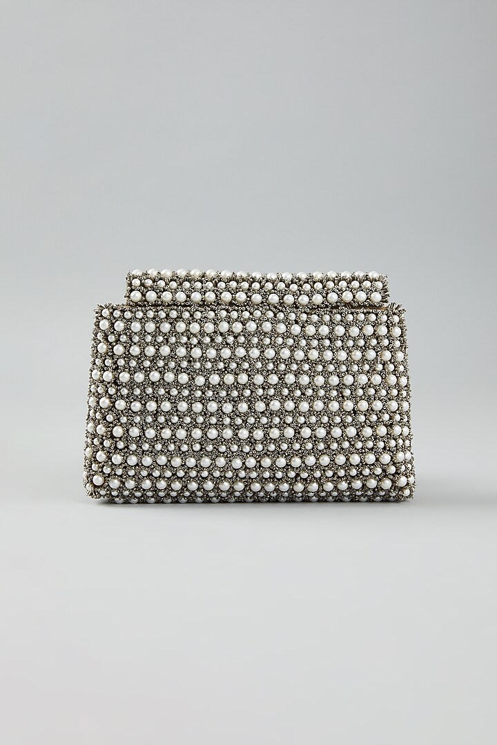 Grey Hand Embroidered Clutch Bag by The Purple Sack at Pernia's Pop Up Shop