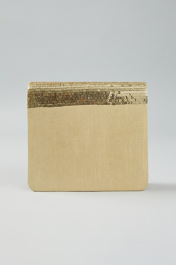 Gold Raw Silk Embroidered Clutch Bag by The Purple Sack at Pernia's Pop Up Shop