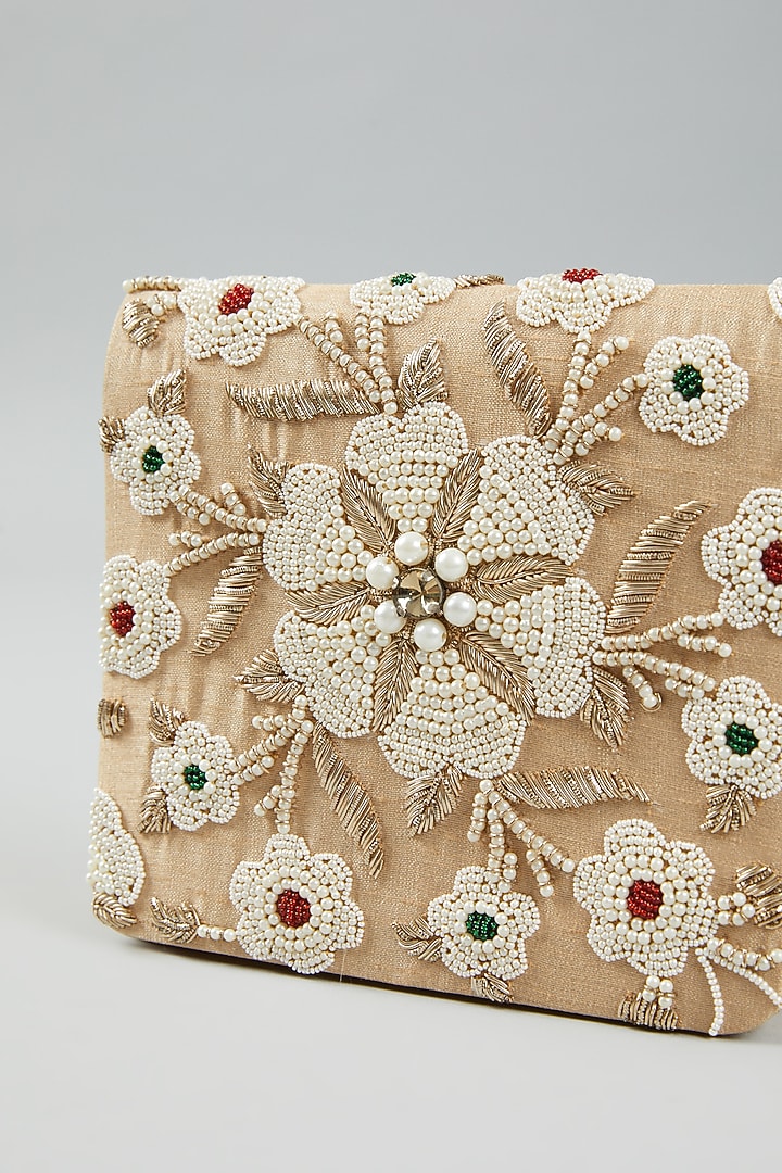 Multi-Coloured Raw Silk Embroidered Clutch Bag by The Purple Sack at Pernia's Pop Up Shop