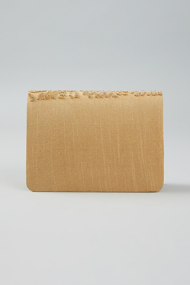 Gold Hand Embroidered Clutch Bag by The Purple Sack at Pernia's Pop Up Shop