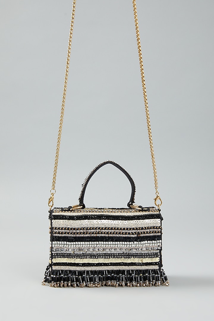 Black Embroidered Clutch Bag by The Purple Sack at Pernia's Pop Up Shop