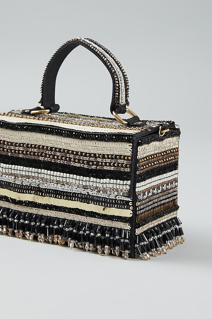 Black Embroidered Clutch Bag by The Purple Sack at Pernia's Pop Up Shop