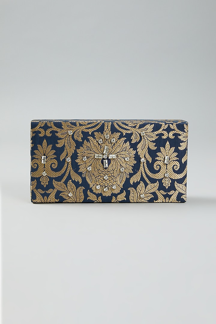 Blue Embroidered Clutch Bag by The Purple Sack at Pernia's Pop Up Shop