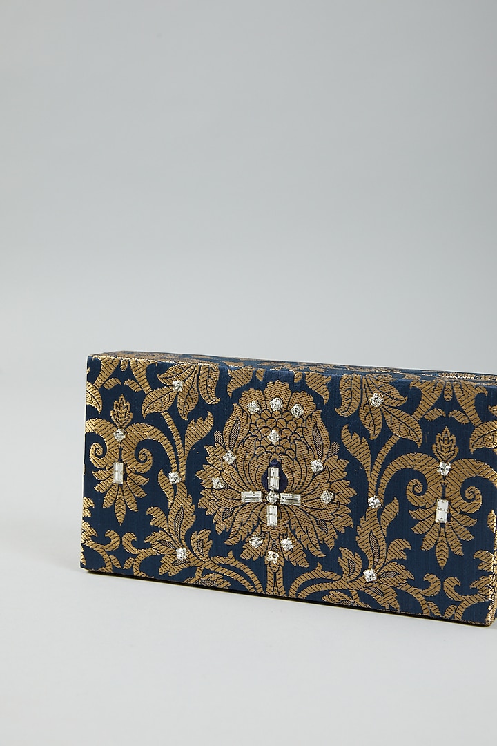 Blue Embroidered Clutch Bag by The Purple Sack at Pernia's Pop Up Shop