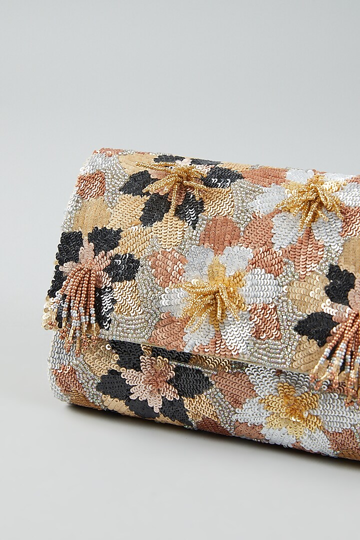 Multi-Coloured Hand Embroidered Clutch Bag by The Purple Sack at Pernia's Pop Up Shop